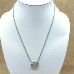 Emma Skye Pave Crystal Necklace Silver Tone Gold Tone Accent Wheat Link Chain 16